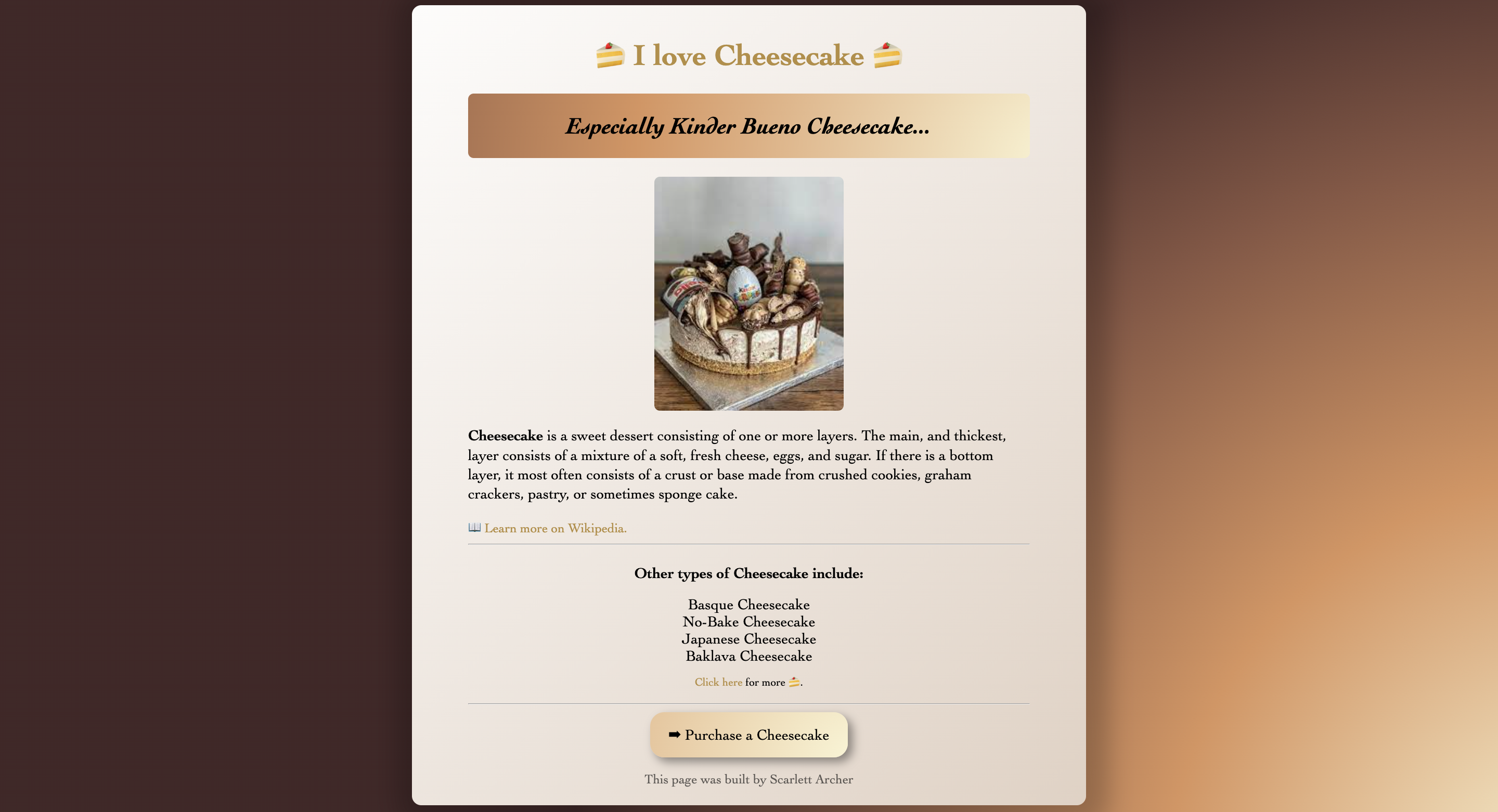 A screenshot of my cheesecake project