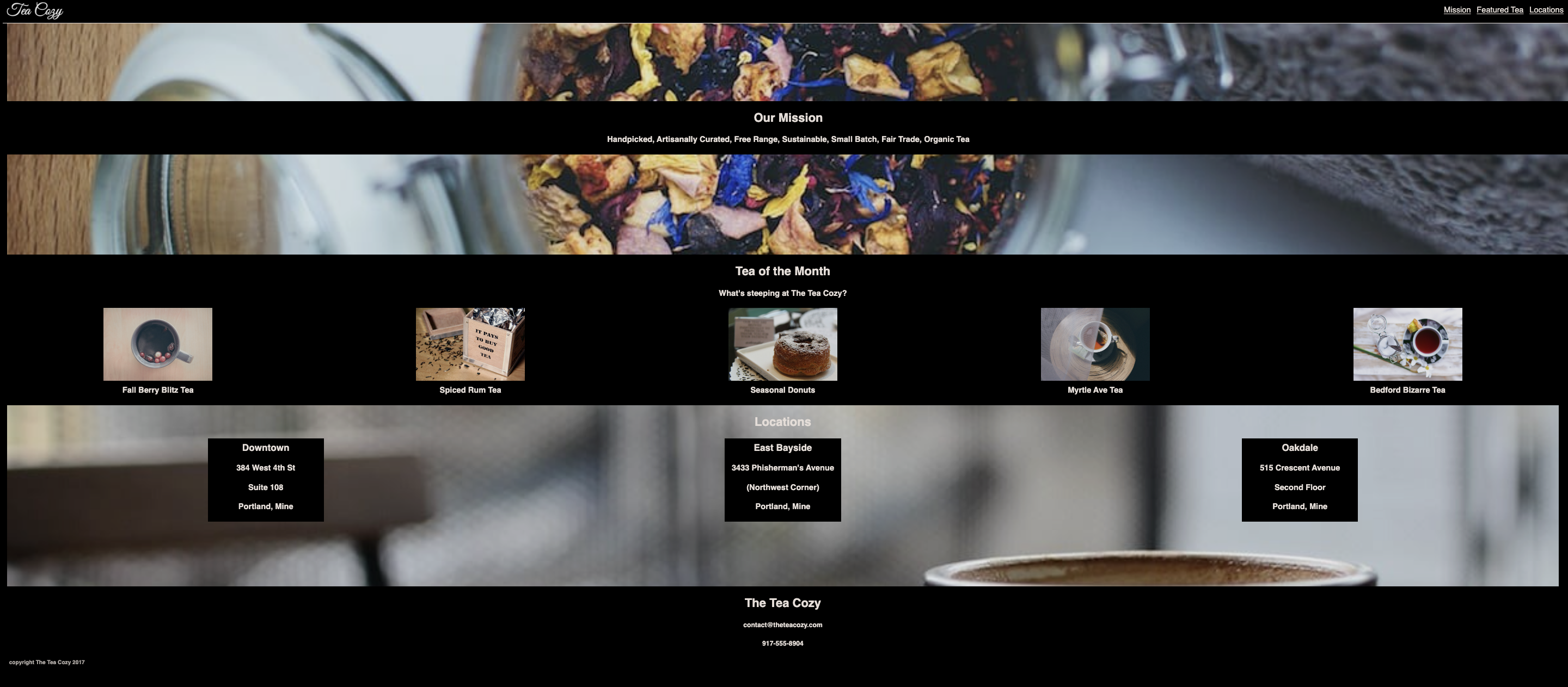 A screenshot of my teacozy website