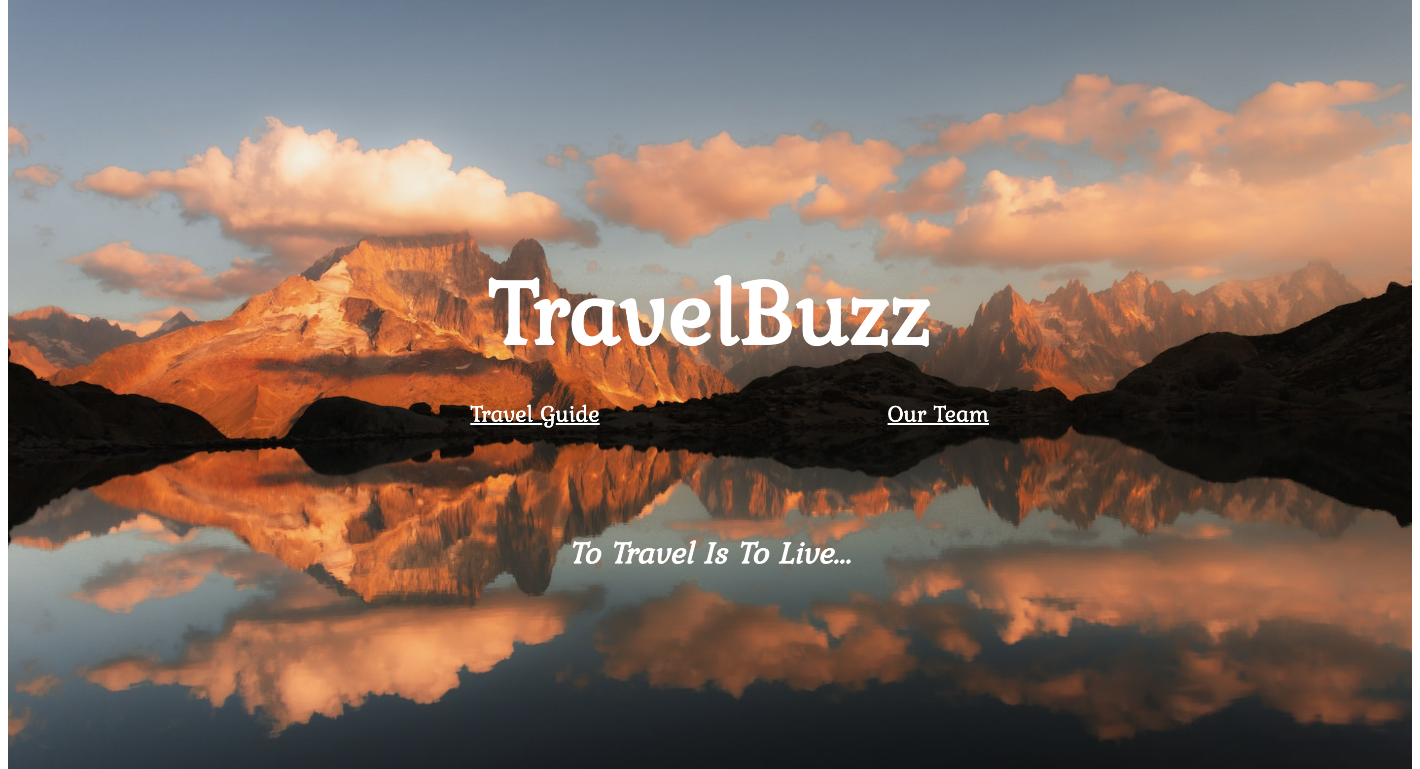 A screenshot of my travel page, called travel buzz